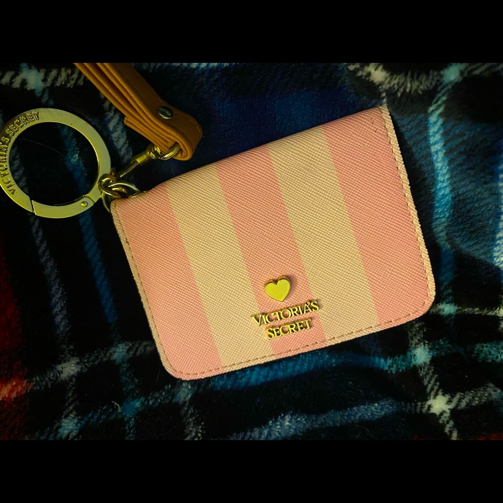 victoria secret wallet. (small, pink striped)